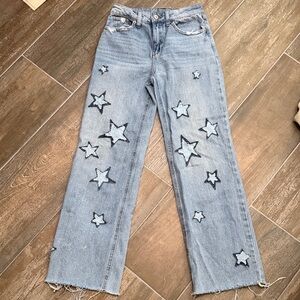 Rewash Blue Star Patterned Flare Jeans